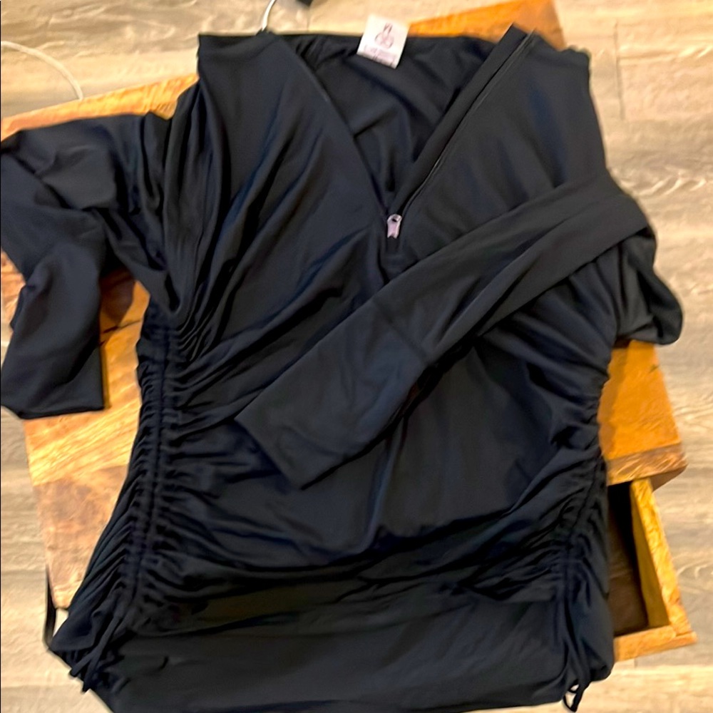 Elegant Black Ruched Calla Top.  Perfect for water. Stretchy and form fittin